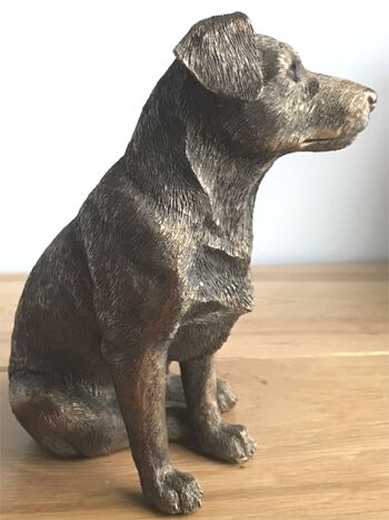Figurine d'ornement bronzée Jack Russell Terrier, par Leonardo exclusivement pour Animal Crackers, dans une boîte cadeau dorée Leonardo 3