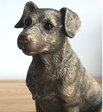 Figurine d'ornement bronzée Jack Russell Terrier, par Leonardo exclusivement pour Animal Crackers, dans une boîte cadeau dorée Leonardo 4