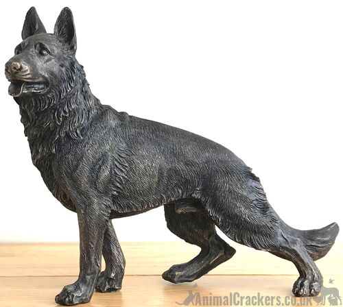 Large 22cm German Shepherd bronze effect ornament figurine Alsatian lover gift