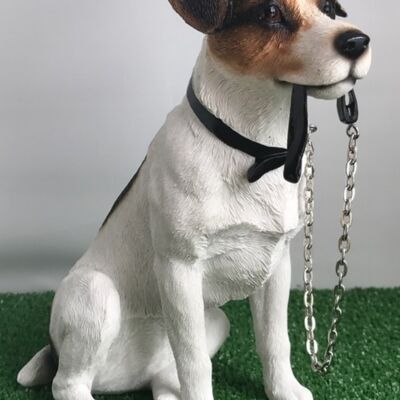 Grande figurine d'ornement Jack Russell de 16 cm de qualité réaliste Léonard. Coffret cadeau