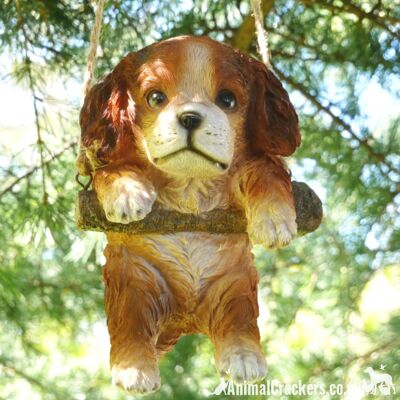 Hanging Puppy on rope novelty tree garden ornament decoration Dog lover gift