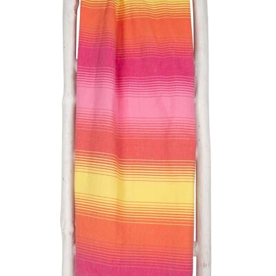 Fouta CASAD XXL - 200 x 200 cm - FREUDE Streifen - Rosa gelb orange