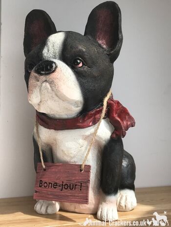 Bouledogue français avec 'Bone Jour !' jouer sur l'ornement de signe de mots, cadeau d'amant de nouveauté Frenchie 3