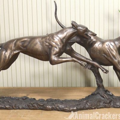 David Geenty 'Winner' große Racing Greyhounds Bronze Ornament Figur Skulptur