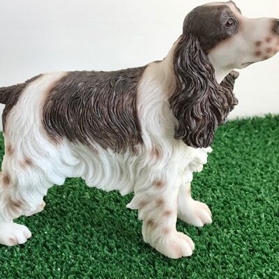 Marrón y blanco Cocker Spaniel adorno escultura estatuilla Leonardo, en caja de regalo