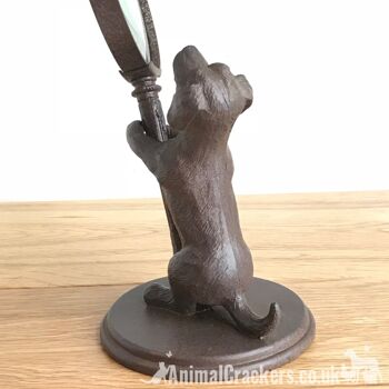 Chien effet bronze tenant une loupe ornement sculpture cadeau d'amant de chien 5