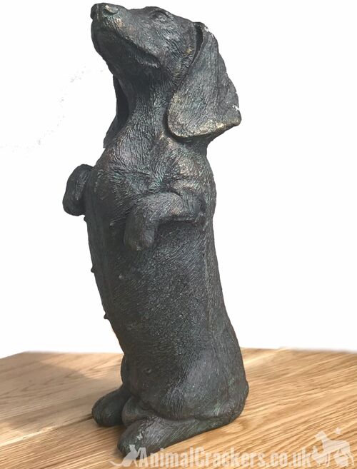 Bronze effect 23cm Dachshund sausage dog in/outdoor ornament sculpture figurine