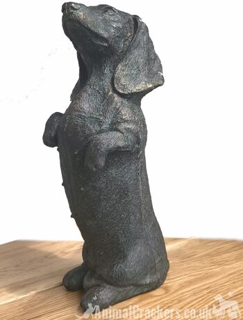 Bronze effet 23 cm chien saucisse teckel in/outdoor ornement sculpture figurine 1