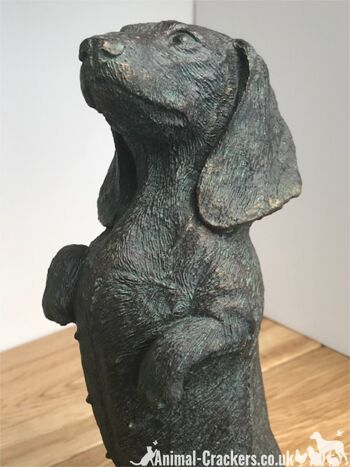 Bronze effet 23 cm chien saucisse teckel in/outdoor ornement sculpture figurine 2