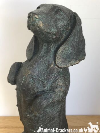 Bronze effet 23 cm chien saucisse teckel in/outdoor ornement sculpture figurine 4