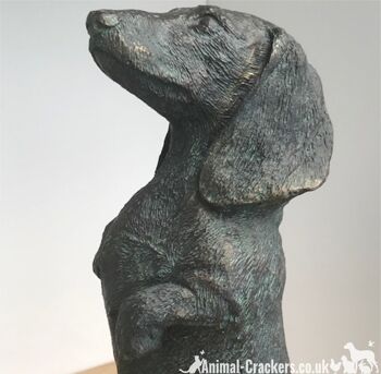 Bronze effet 23 cm chien saucisse teckel in/outdoor ornement sculpture figurine 5