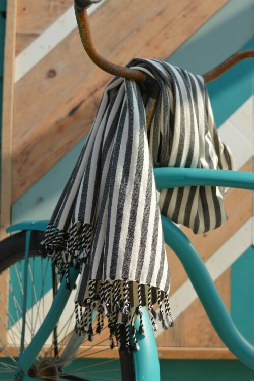 Hammam towel PAM - 100 x 180 cm - BASIC STRIPES IN BLACK