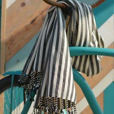 Hammam towel PAM - 100 x 180 cm - BASIC STRIPES IN BLACK