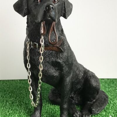 Labrador nero 18 cm ornamento figurine qualità realistica gamma Leonardo in confezione regalo