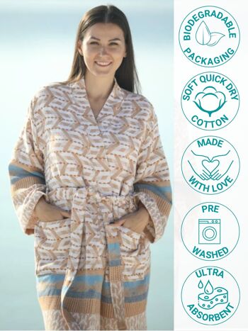 Peignoir Hammam Kimono ESLA - pour femme - design exclusif 6