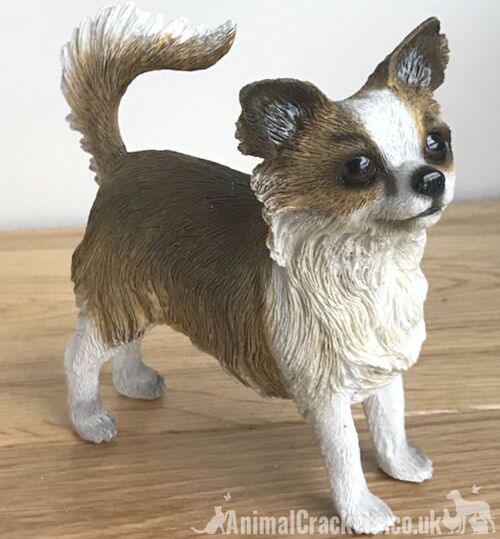 Beige Long Hair Chihuahua ornament figurine lifelike Leonardo range Gift boxed