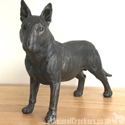 Estatuilla de adorno de Bull Terrier inglés de 24cm, efecto bronce oscuro, regalo para amantes de los perros
