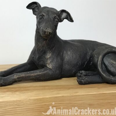 20cm Laying Greyhound ornament figurine decoration bronze effect Dog Lover Gift