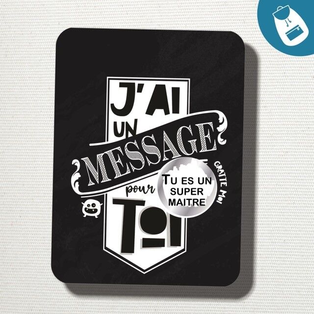 "Super maître" Duo carte à gratter & crayon de papier : cadeau fin d'année scolaire