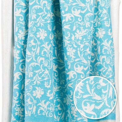 Fouta Hammam towel FLOWER - 100x190 cm - for women - Turquoise