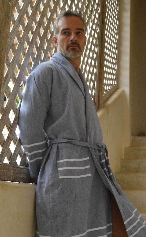 Hammam bathrobe HAZAN - cotton - men and women - L/XL - Dark navy