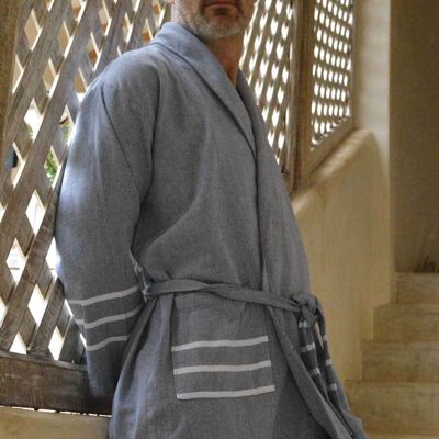 Hammam bathrobe HAZAN - cotton - men and women - L/XL - Dark navy