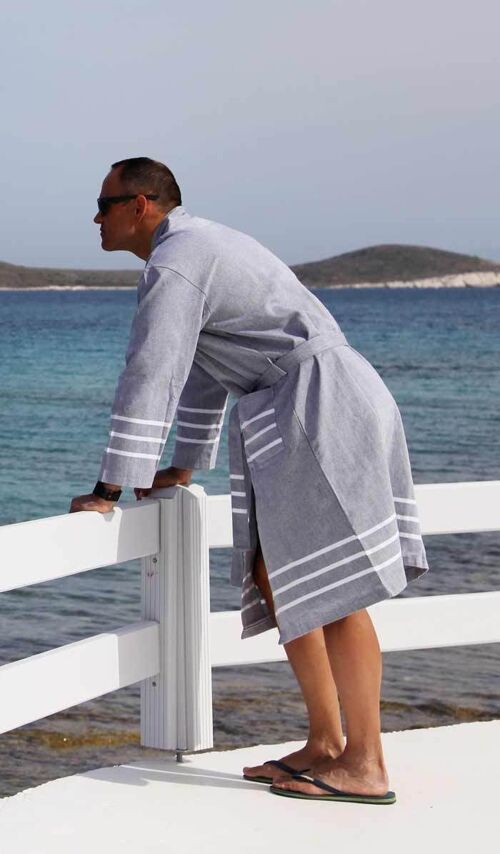 Hammam bathrobe HAZAN - cotton - men and women - XXL - Dark navy