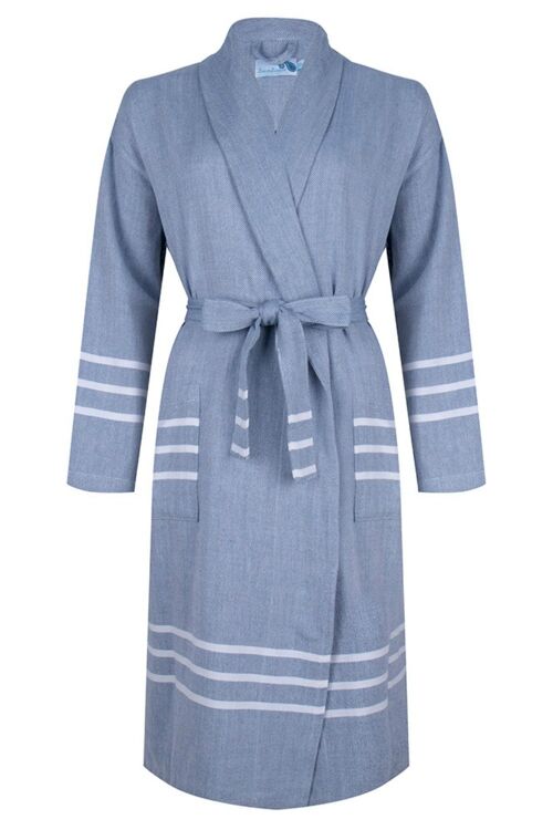 Hammam bathrobe HAZAN - cotton - men and women - S/M - Steelblue