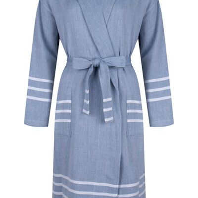 Accappatoio hammam HAZAN - cotone - uomo e donna - S/M - Steelblue