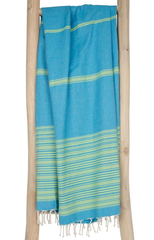 Fouta Hammam towel BIARRITZ - 100x190 cm - Turquoise with lime green