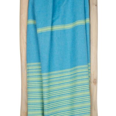 Fouta Hammam towel BIARRITZ - 100x190 cm - Turquoise with lime green