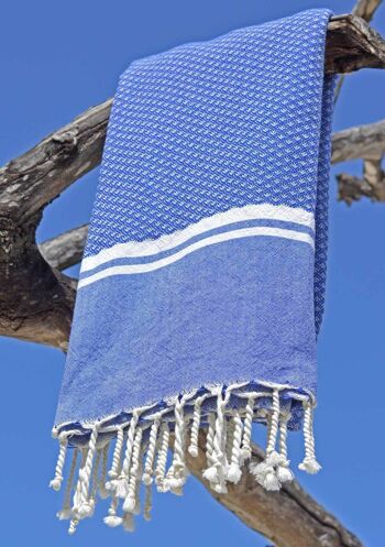 Fouta SOUSSE - 100x190 cm - pour homme et femme - Bleu 2