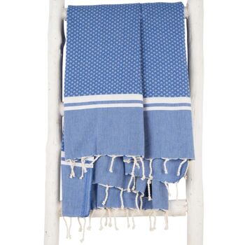 Fouta SOUSSE - 100x190 cm - pour homme et femme - Bleu 1