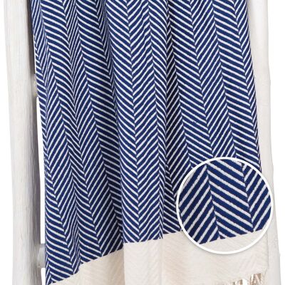 Serviette hammam DILAN - 210 cm - Bleu foncé