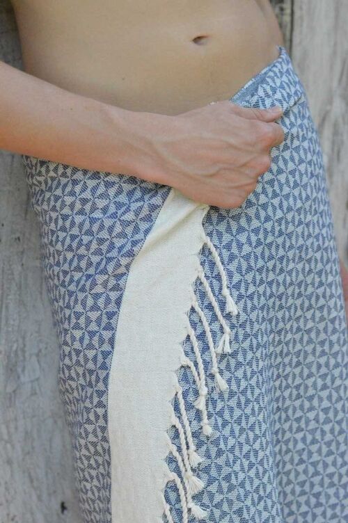 Hammam towel GEO - Diamond pattern - Organic cotton - 210 cm - Navy