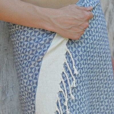 Hammam towel GEO - Diamond pattern - Organic cotton - 210 cm - Navy