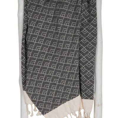 Serviette hammam GEO - Coton bio - 210 cm - Noir