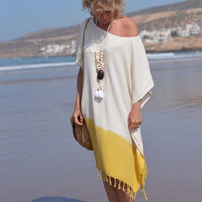 Vestido de playa especial TIE-DYE - Algodón bambú - Amarillo