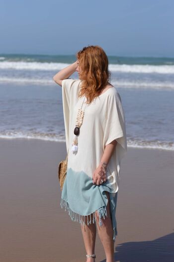 Robe de plage spéciale TIE-DYE - Coton bambou - Vert de mer 7