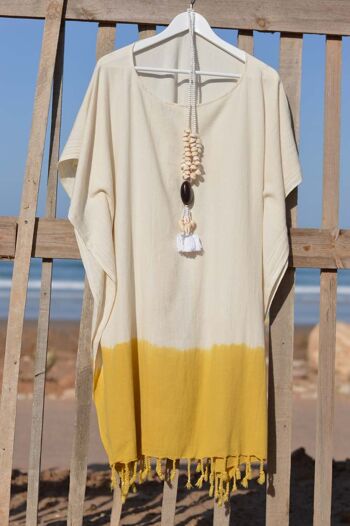 Robe de plage spéciale TIE-DYE - Coton bambou - Marron kaki 4