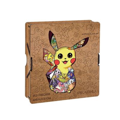 Pikachu | Puzzle de Madera para Niños | 25 x 33 cm | 53 piezas
