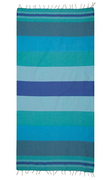Serviette de plage Fouta hammam CASABLANCA -100x190 cm - Aquagreen bleu turquoise 9