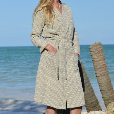 Bathrobe HONEYCOMB for men and women - Taupe - L / XL