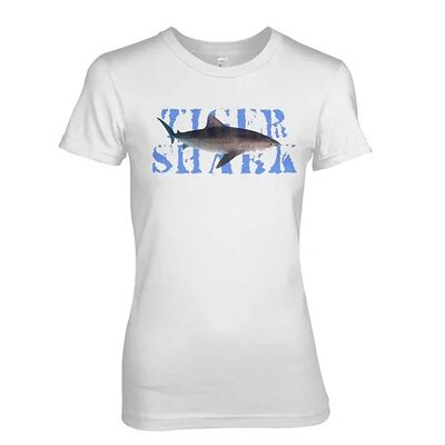 Tiger Shark Scuba Diving Ladies T-Shirt (x grand, blanc)