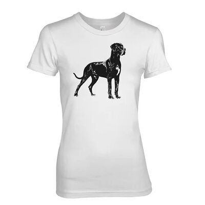 T-shirt Blue Ray Great DANE Giant Dog & pet icon T-shirt da donna dal design originale (media, bianca)