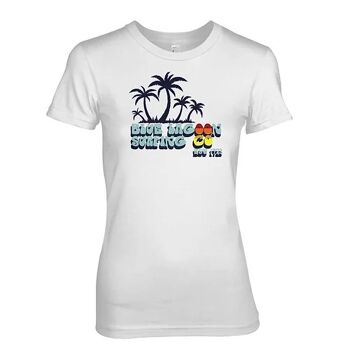 Retro - Blue Lagoon Vintage surf Club 1973 T-shirt de plage classique pour femme (XX Large, Blanc)