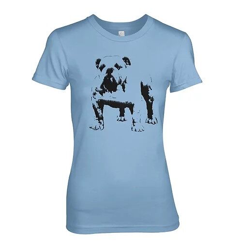 British Bulldog Iconic Dog & pet- Ladies Dog T-Shirt (Small, Sky Blue)
