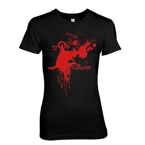 Stop The Slaughter - Anti Shark finning Protest Hammerhead Shark Ladies T-Shirt (x Large, Black)