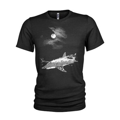 Great White Shark - Moonlight Night Dive - Scuba Diving Shark Mens T-Shirt (Small)