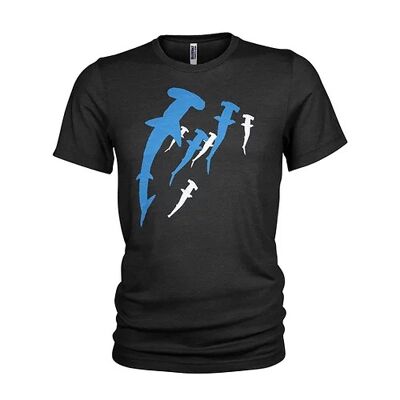 Hammerhead 6 Shoal Mehrfarbiger Siebdruck Scuba Diving Shark Herren T-Shirt (Medium) Schwarz